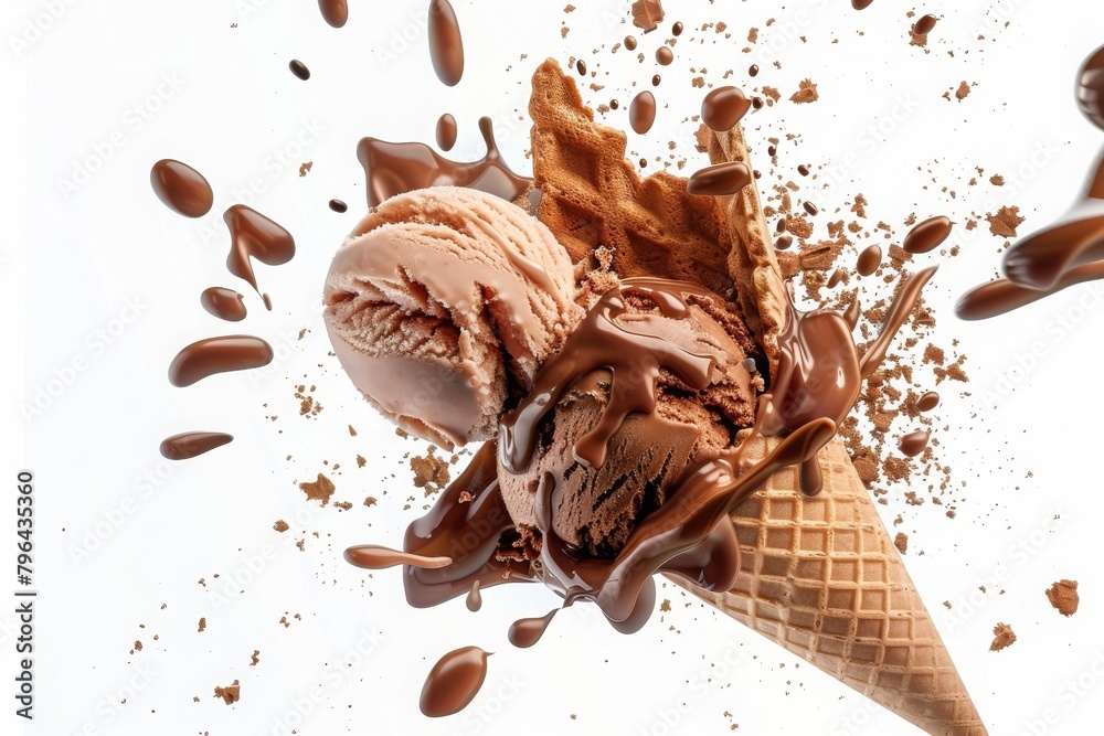 Fototapeta premium delicious ice cream explosion, png, cut out, cutout, cut-out 