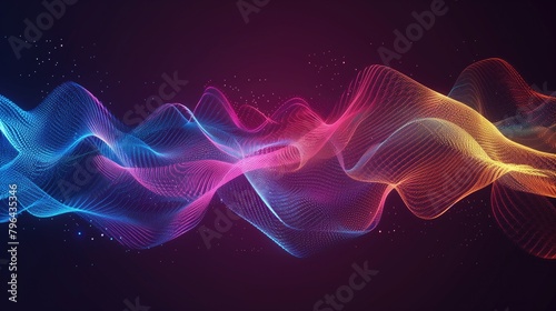 Speaking sound wave, Music sound wave, Dynamic light flow, with blurred neon light effect, abstract background, generative ai