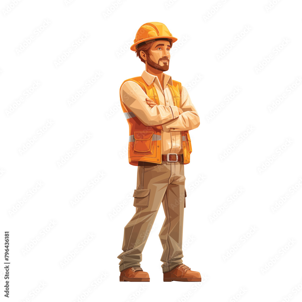 The builder, a flat illustration isolated on a white background