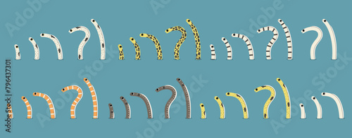 Garden eel collection 1 cute on a blue background, vector illustration.