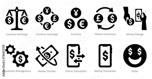 A set of 10 finance icons as currency exchange, currency, money conversion photo