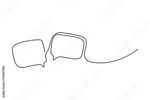 One line message bubble on a white background. Conversational elements of an artistic message. Communication cloud, blank dialog text neat vector design