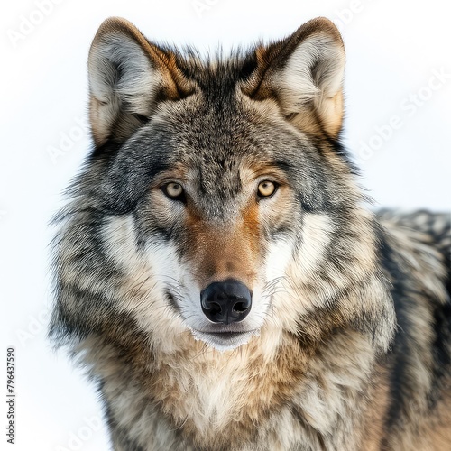Wolf Face in Profile Isolated on Transparent or White Background
