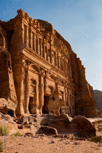 A view of palace tomb in the archeological site of Petra in Jordan photo