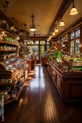 b'Warm inviting interior of a country store'