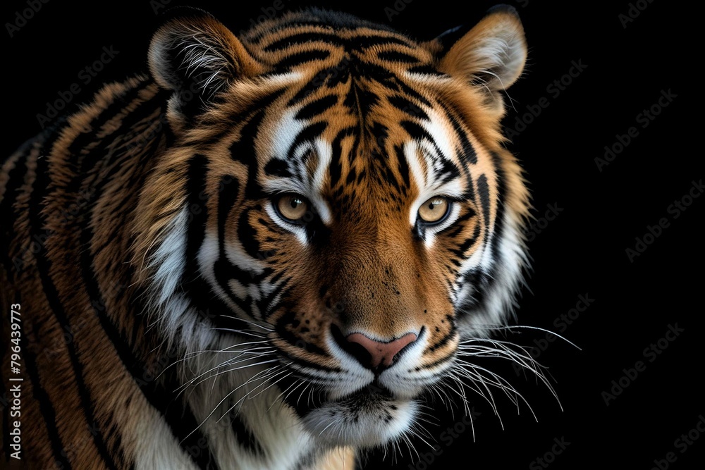 Portrait of a Tiger with a black background - HD Images Portrait of a Tiger with a black background - HD Images