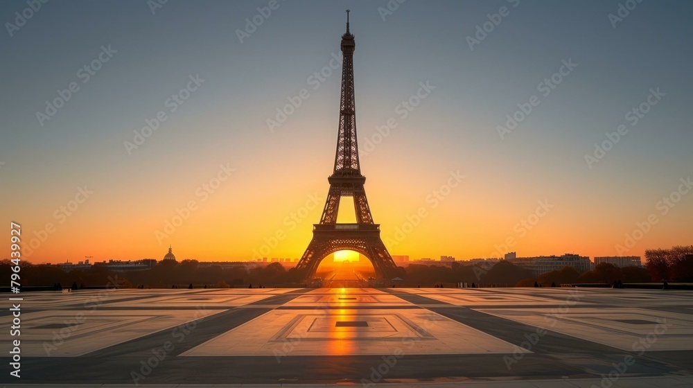 b'Eiffel Tower at sunrise, Paris, France'
