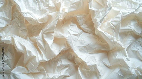 b'Close-up of wrinkled white fabric' photo