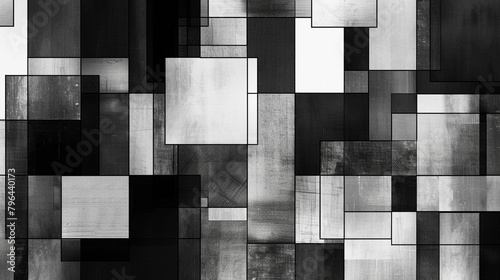 Geometric patterns of squares and rectangles forming a seamless backdrop against a monochrome canvas.