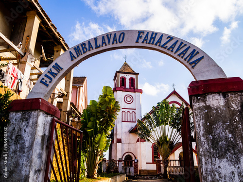 Stunning view of FJKM Ambalavao Fahazavana Church in the old town of Fianarantsoa, Madagascar