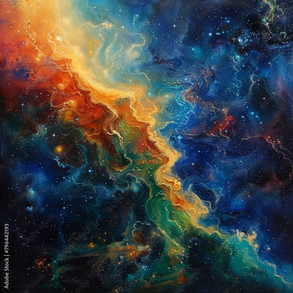 b'Colorful Nebula and Stars'