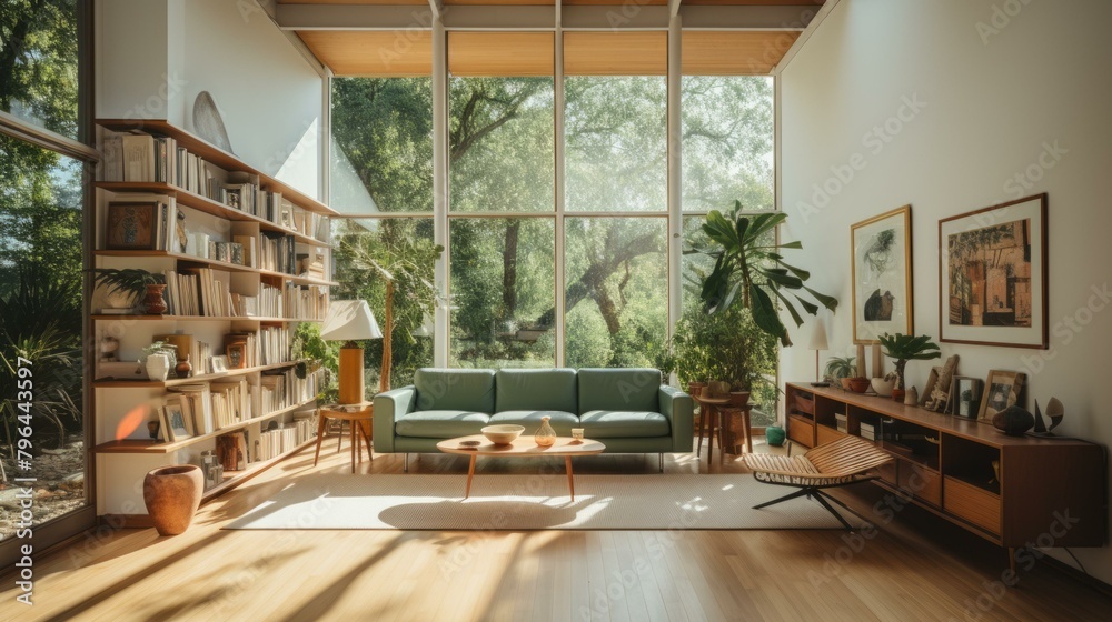 b'mid century modern living room interior design'