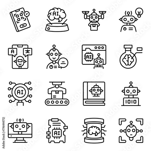 Set of Ai Linear Icons 

