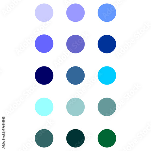 Color palette. Table color shades. Harmony. Trend. Vector illustration. Chart. Print a Test Page. Color Number or Name. RGB, CMYK, HEX HTML codes.