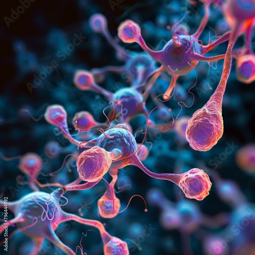 b'A 3D illustration of neurons in the brain' photo