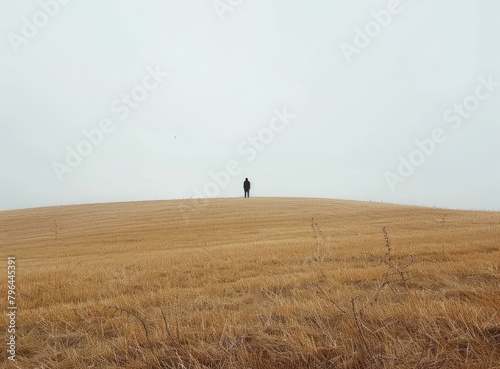 b'Lonely Man Standing in a Field of Wheat'