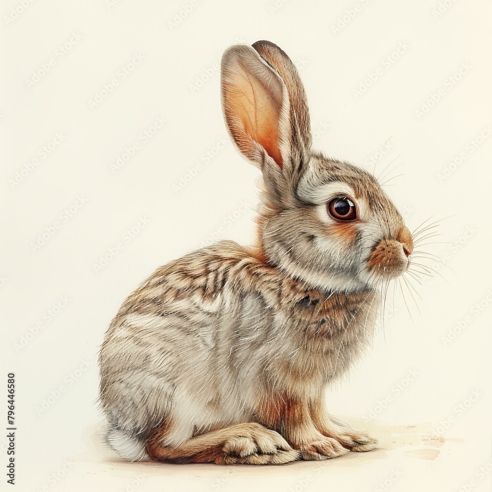 Fototapeta premium b'A cute bunny rabbit sits on a white background'
