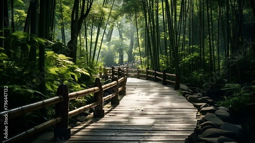 view of the path in the bamboo forest
 photo