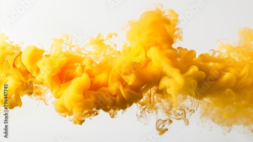 A yellow smoke explosion on transparent background