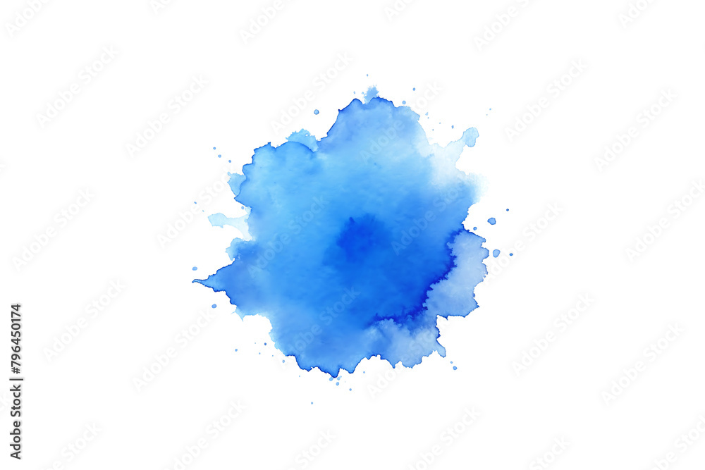 Blue Watercolor Splash Isolated On Transparent Background. Abstract Watercolor Splash.
