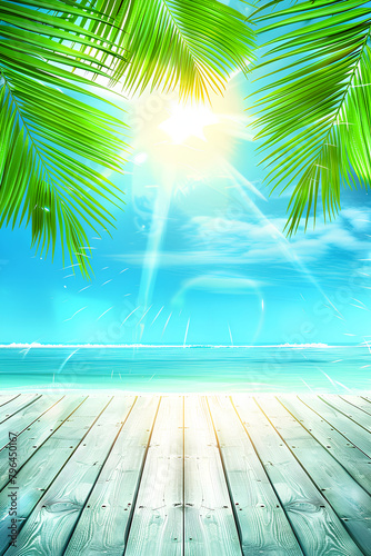 summer time holiday background, tropical beach island happy day bright sunshine, tropical fruits. Creative minimal summer idea 
