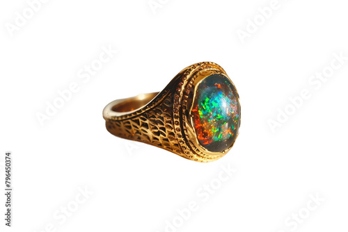 Opal Ring On Transparent Background.