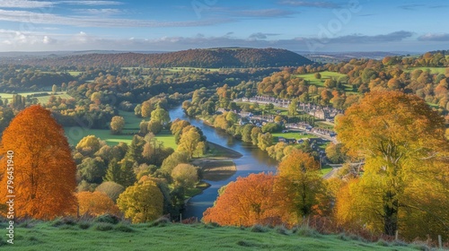 b'The beautiful autumn scenery of the Wye Valley in the United Kingdom' photo