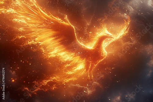 Fire burning Phoenix Bird. phoenix in fire, phoenix rising, fiery bird, phoenix rising from the ashes,