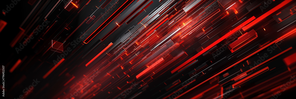 Technological abstract in red and black with overlapping diagonal lines ...