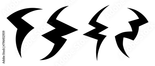 Modern zigzag icon or logo. Abstract fast symbol. Black illustration in flat style. Vector isolated on white background.