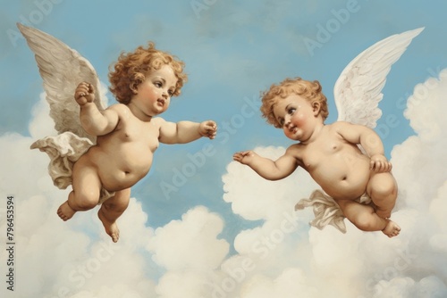 Angel baby sky representation. photo