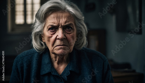 Portrait of a very angry older woman photo