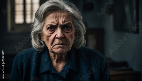 Portrait of a very angry older woman