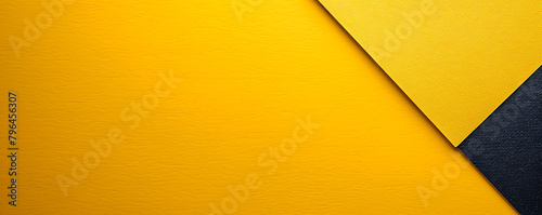 Yellow paper on the right side minimalistic background. Top view, flat lay with copy space for text