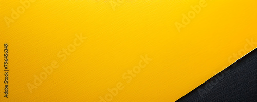 Yellow paper on the right side minimalistic background. Top view, flat lay with copy space for text