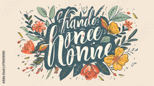 Home sweet home hand drawn lettering composition vector photo