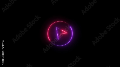 Abstract glowing neon location sign icon illustration.