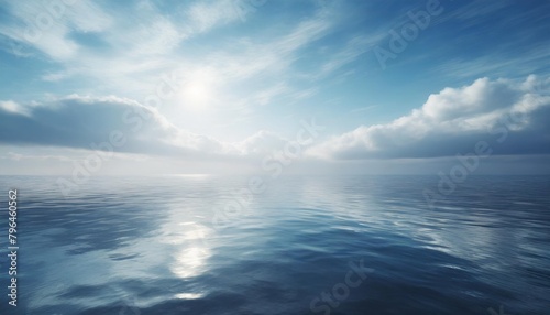 blue sky with clouds horizon sunlight reflected in water clouds waves empty sea landscape natural empty scene 3d illustration © Diann