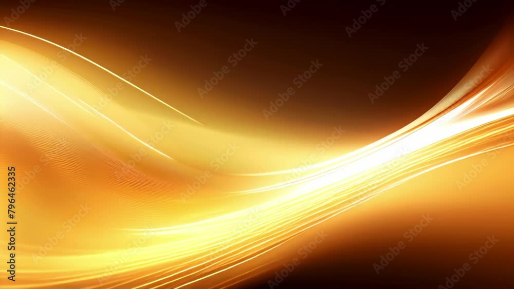 Luxury golden wave lines abstract background with golden shining glowing glitter particles, jewelry , seamless loop. 