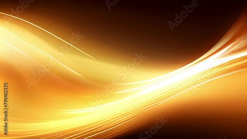 Luxury golden wave lines abstract background with golden shining glowing glitter particles, jewelry , seamless loop. 