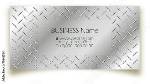 Stainless ribbed metal silver color business card concept