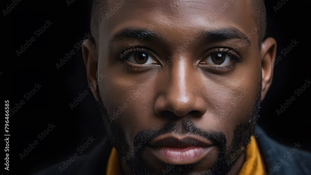 Portrait of a black man in a dark blackground Portrait of a black man in a dark blackground