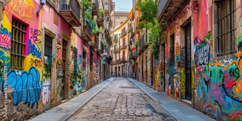  "Barcelona Gothic Quarter Historic Street"