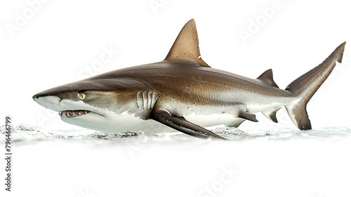 A shark swimming  isolated on a white background