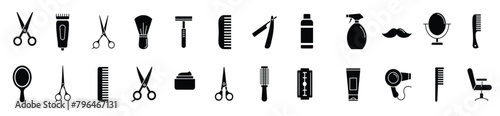 Barber Shop Icon Set. Vector illustration. Barber Shop Icons