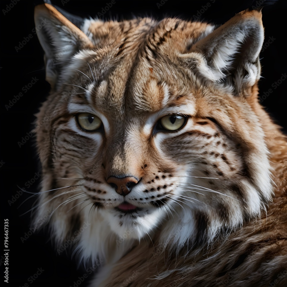 Fototapeta premium Portrait of a lynx on dark background