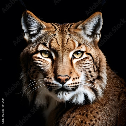 Portrait of a lynx on dark background