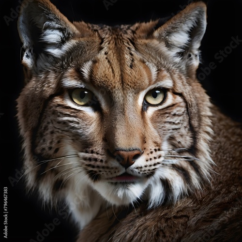 Portrait of a lynx on dark background