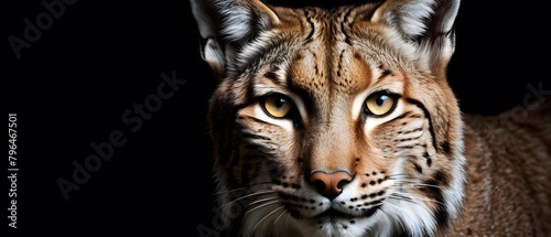 Portrait of a lynx on dark background photo