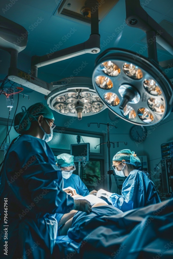 Surgical Precision: Team of Doctors Operating. Generative ai